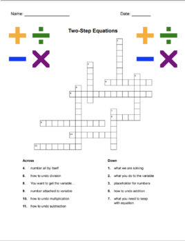 Preview of Two-Step Equations Crossword Puzzle Practice