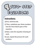 Two-Step Equations Die Task