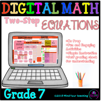 Preview of Two-Step Equations Digital Math Activity 7th Grade