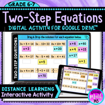 Preview of Two-Step Equations Digital Math Activity for use with Google Slides™