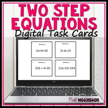 Preview of Two Step Equations Digital Task Cards 