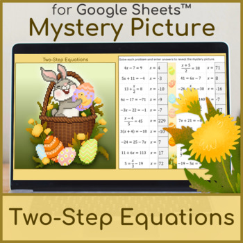Preview of Two Step Equations | Distance Learning | Easter Mystery Picture