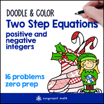 Preview of Two Step Equations | Doodle Math: Twist on Color by Number | Christmas