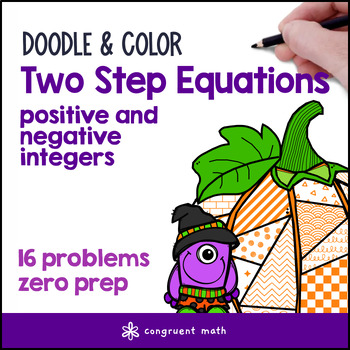 Preview of Two Step Equations | Doodle Math: Twist on Color by Number | Fall Worksheets
