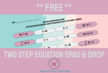 Preview of Two Step Equations Drag and Drop