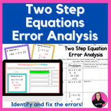 Two Step Equations Error Analysis Digital and Printable Activity