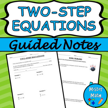 Preview of Two-Step Equations Guided Notes