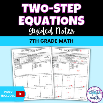 Preview of Model and Solve Two Step Equations Positive Numbers Only Guided Notes Lesson