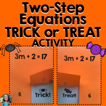 Preview of Two-Step Equations Halloween Activity TRICK or TREAT Game