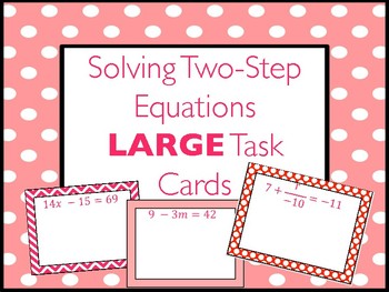 Preview of Two-Step Equations LARGE Task Cards