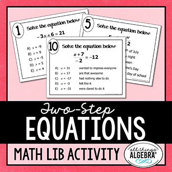 Preview of Two-Step Equations | Math Lib Activity