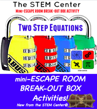 Preview of Two Step Equations Mini Escape Room - Break Out Box