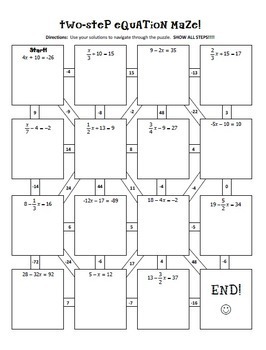 Two-Step Equations Notes & Maze Activity by All Things Algebra | TpT