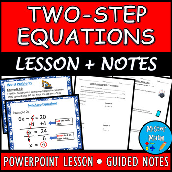 Preview of Two-Step Equations PPT and Guided Notes BUNDLE