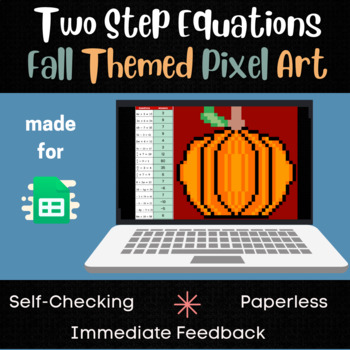 Preview of Two-Step Equations Pixel Art - Fall and Thanksgiving Math Activity