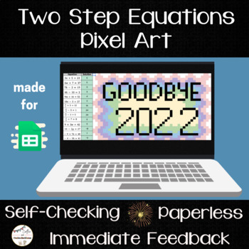 Preview of Two Step Equations Pixel Art - New Year Digital Math Activity