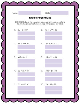 lesson 4 homework practice more two step equations answer key