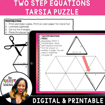 Preview of Two Step Equations Practice Tarsia Puzzle