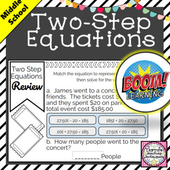 Preview of Two Step Equations Review BOOM Cards