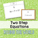Two Step Equations Round the World and Task Cards - Math Centers