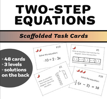 Preview of Two-Step Equations | Scaffolded Task Cards