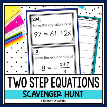 Preview of Solving Two-Step Equations Activity: Scavenger Hunt