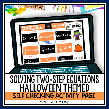 Preview of Two-Step Equations Self Checking Digital Sheets Activity