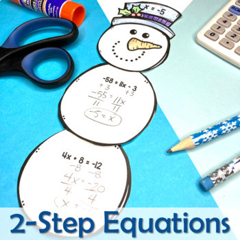 Preview of Two Step Equations Snowman Winter Activity