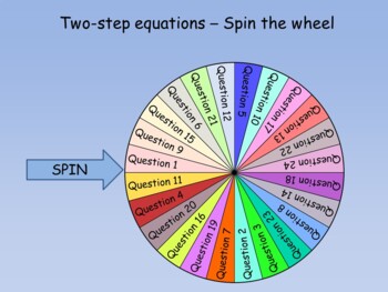 Two-Step Equations : Spin the wheel game EDITABLE by MathNoHow | TPT