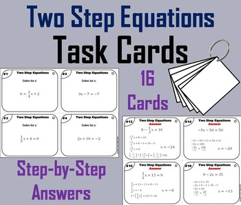 Preview of Solving Two Step Equations Task Cards Activity