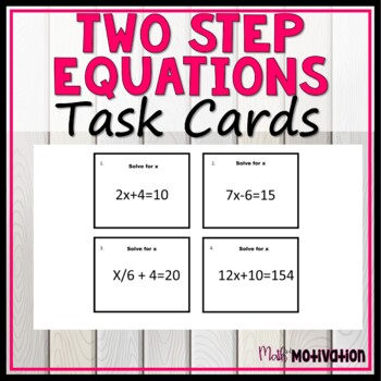 Preview of Two Step Equations Task Cards