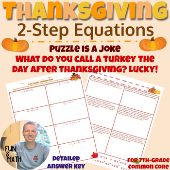 Preview of Two Step Equations Thanksgiving Puzzle