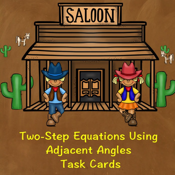 Preview of Two Step Equations Using Adjacent Angles Task Cards