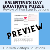 Two Step Equations Valentine's Day Mystery Worksheet