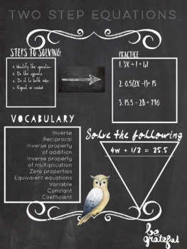 Preview of Two Step Equations Vocabulary and Practice