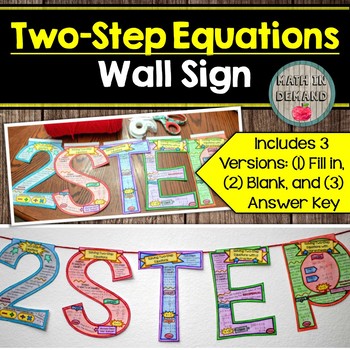 Preview of Two-Step Equations Wall Sign (Great 4 Banner or Bulletin Board)