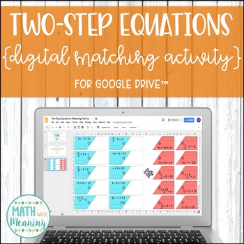 Preview of Two-Step Equations With Integers DIGITAL Matching Activity Distance Learning