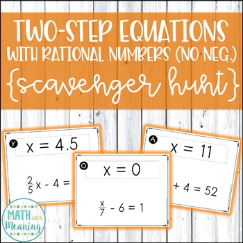 Preview of Two-Step Equations With Rational Numbers (No Negatives) Scavenger Hunt Activity