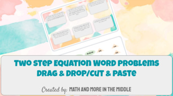 Preview of Two Step Equations Word Problems - Click and Drag/Cut and Paste