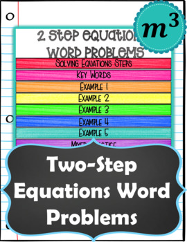 Preview of Two Step Equations Word Problems ➡ Digital Notes + 2 QUIZZES(Distance Learning)