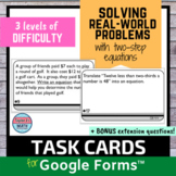 Two Step Equations Word Problems Digital Task Cards
