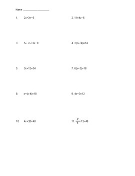 Two Step Equations Worksheet. by Jason Smith | TPT