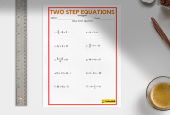 Preview of Two Step Equations Worksheet C