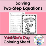 Two-Step Equations with Integers Valentine's Coloring Sheet