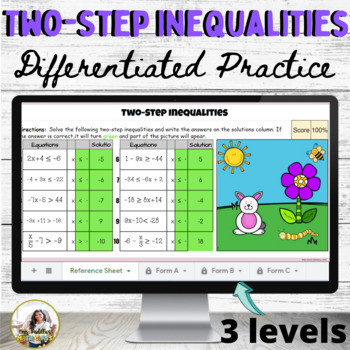 Preview of Two Step Inequalities Activity Differentiated Practice | Digital and Print