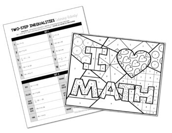 Two-Step Inequalities Coloring Activity by All Things Algebra | TpT