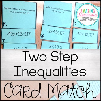Preview of Two Step Inequalities on a Number Line Matching Cards