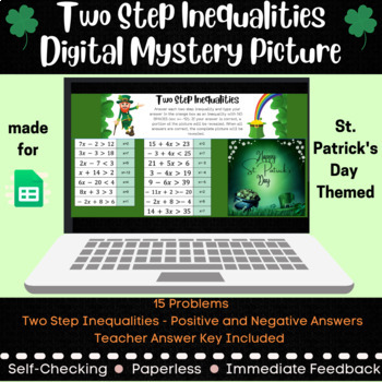 Preview of Two Step Inequalities - Mystery Picture - St. Patrick's Day Themed
