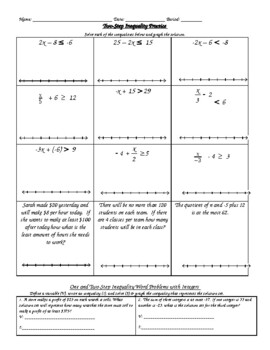 Preview of Two-Step Inequalities Practice