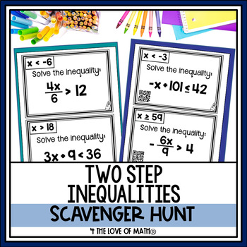 Preview of Two Step Inequalities Activity: Scavenger Hunt